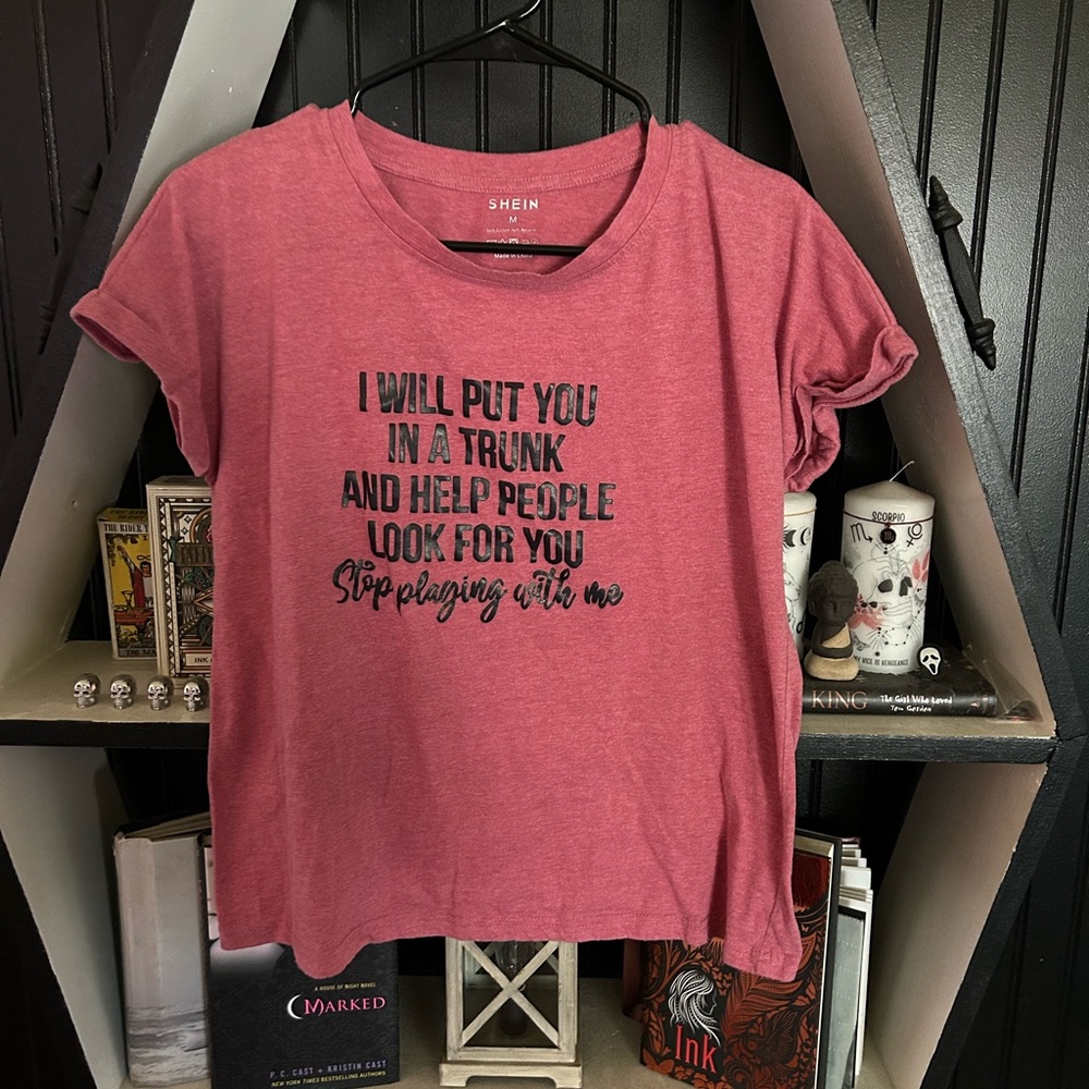Red Graphic Tee with Black Text